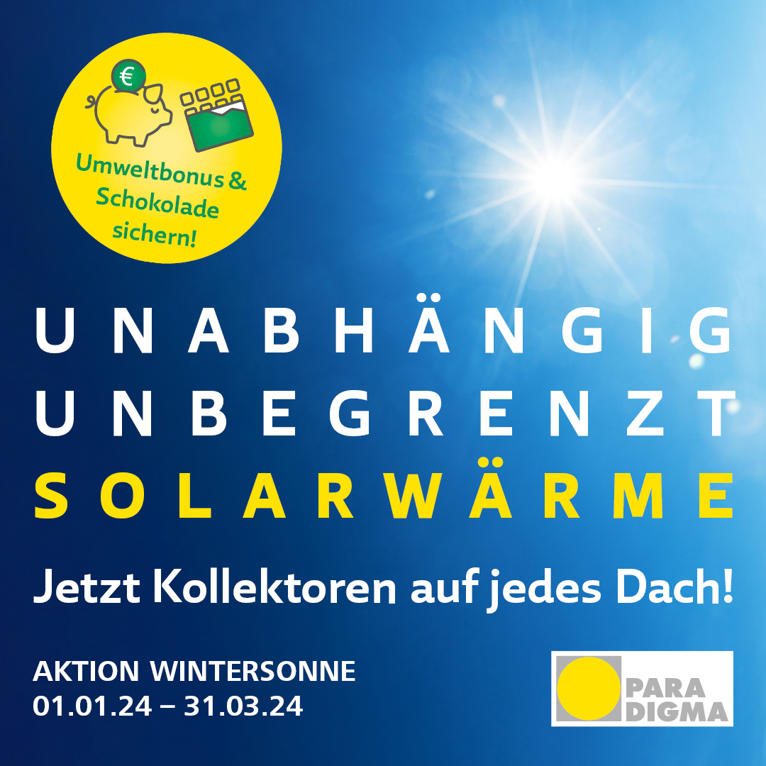 Featured image for “UNABHÄNGIG UNBEGRENZT SOLARWÄRME – Aktion Wintersonne”